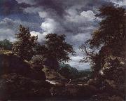 Hilly Wooded Landscape with Cattle, Jacob van Ruisdael
